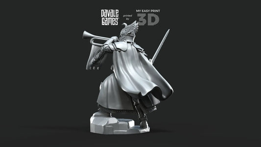 White Swan - Swan Warrior with Trumpet - Davale Games - 3D Printed with high quality resin for LOTR/D&D games