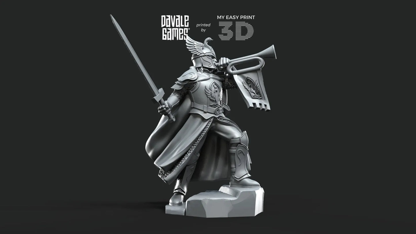 White Swan - Swan Warrior with Trumpet - Davale Games - 3D Printed with high quality resin for LOTR/D&D games