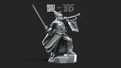 White Swan - Swan Warrior with Trumpet - Davale Games - 3D Printed with high quality resin for LOTR/D&D games