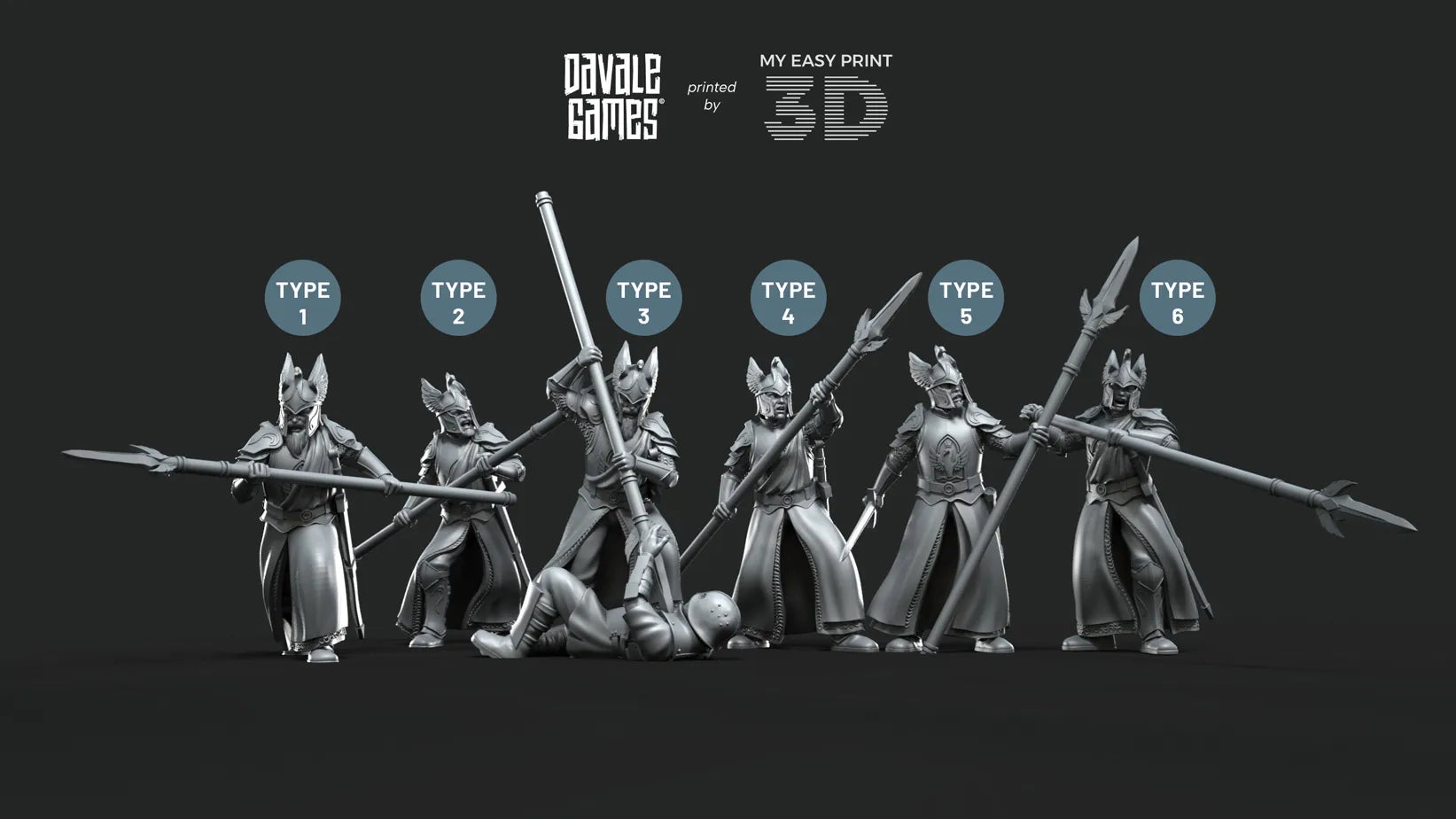 White Swan - Swan Pikemen - Davale Games - 3D Printed with high quality resin for LOTR/D&D games