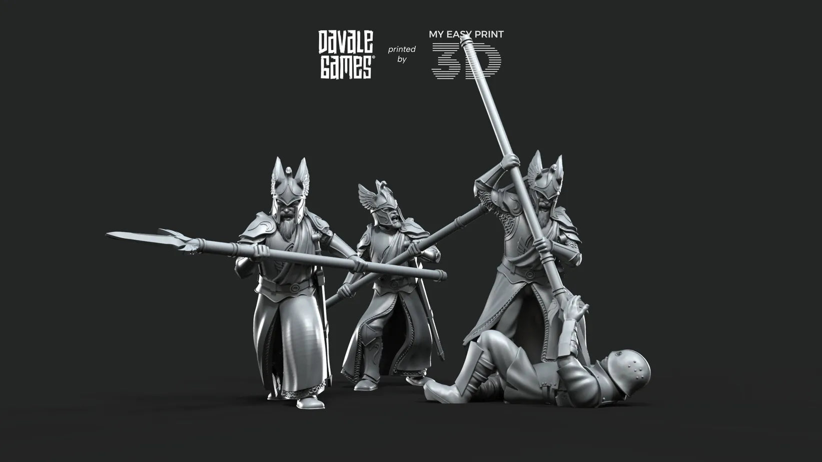 White Swan - Swan Pikemen - Davale Games - 3D Printed with high quality resin for LOTR/D&D games