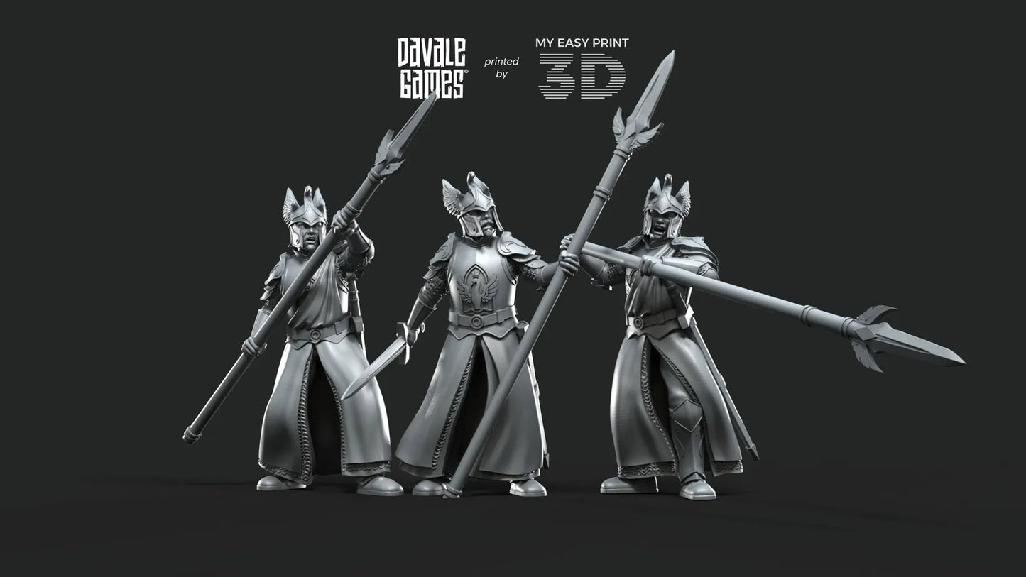 White Swan - Swan Pikemen - Davale Games - 3D Printed with high quality resin for LOTR/D&D games