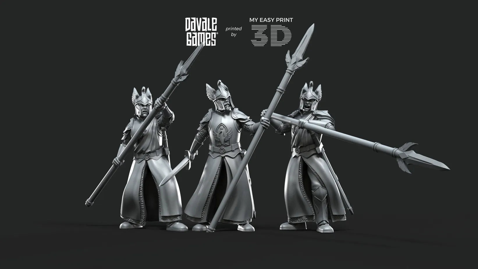 White Swan - Swan Pikemen - Davale Games - 3D Printed with high quality resin for LOTR/D&D games