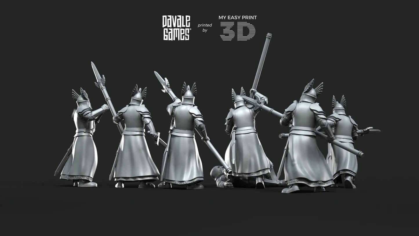 White Swan - Swan Pikemen - Davale Games - 3D Printed with high quality resin for LOTR/D&D games