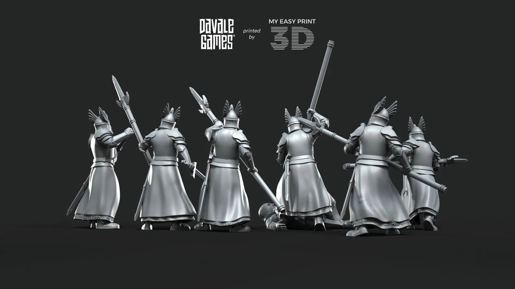 White Swan - Swan Pikemen - Davale Games - 3D Printed with high quality resin for LOTR/D&D games