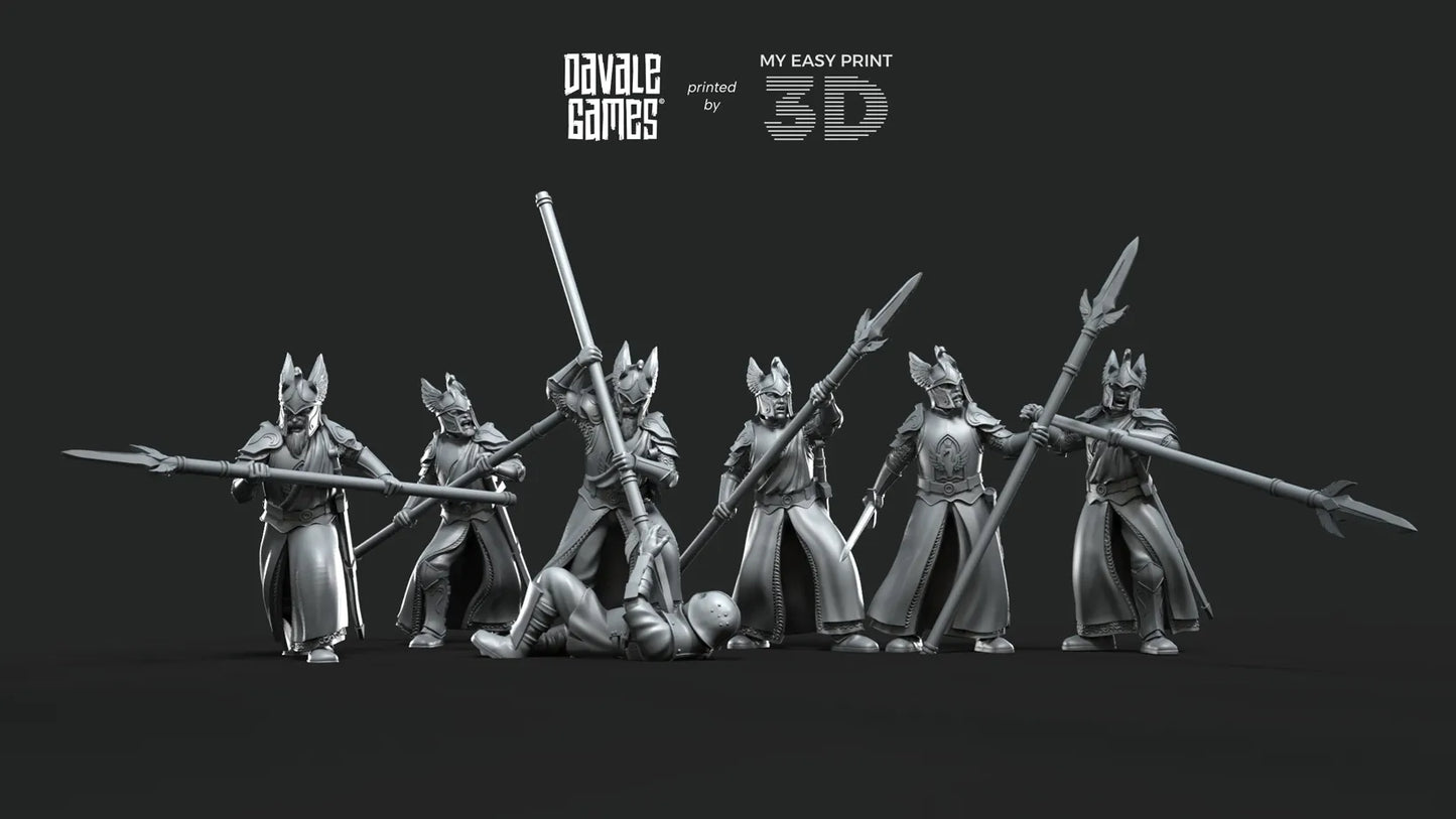 White Swan - Swan Pikemen - Davale Games - 3D Printed with high quality resin for LOTR/D&D games