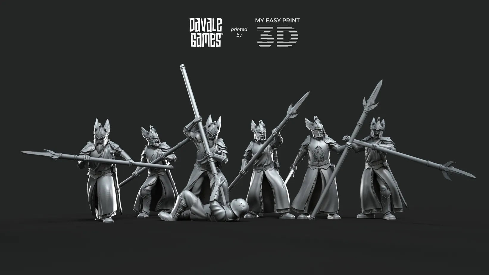 White Swan - Swan Pikemen - Davale Games - 3D Printed with high quality resin for LOTR/D&D games