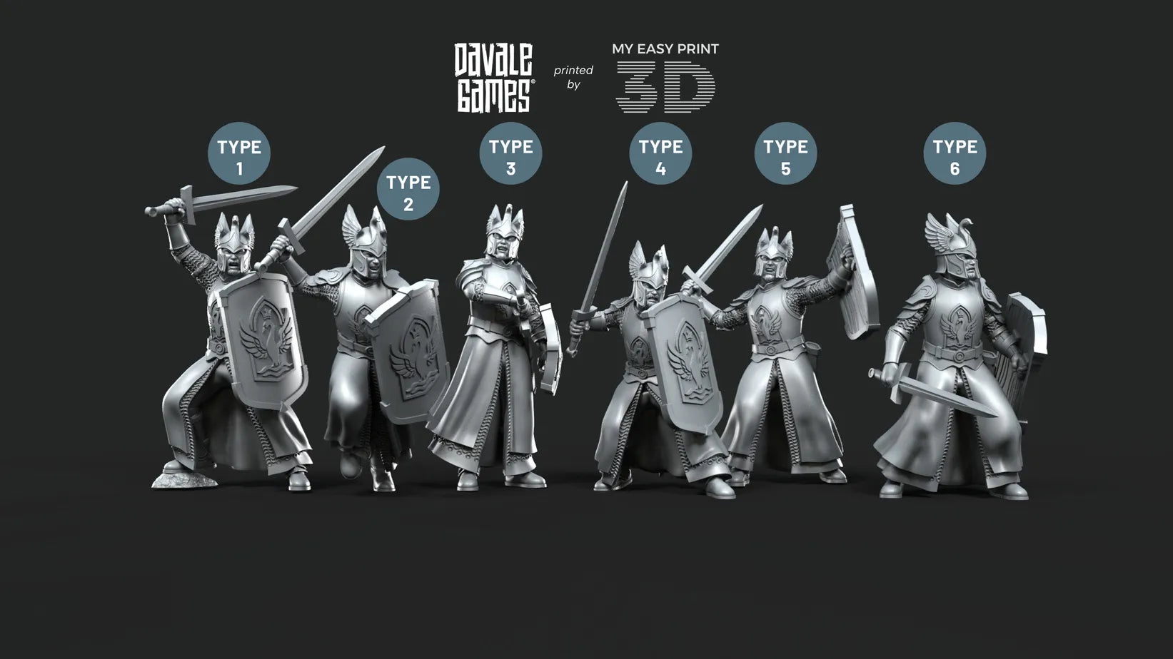 White Swan - Swan Warriors with Sword - Davale Games - 3D Printed with high quality resin for LOTR/D&D games