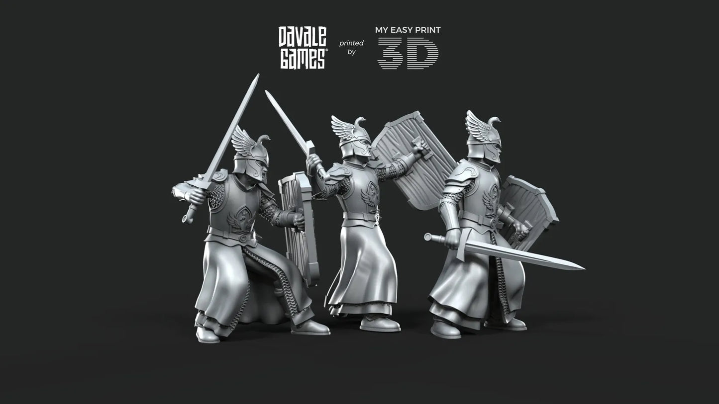 White Swan - Swan Warriors with Sword - Davale Games - 3D Printed with high quality resin for LOTR/D&D games