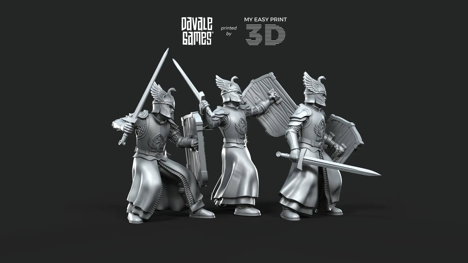 White Swan - Swan Warriors with Sword - Davale Games - 3D Printed with high quality resin for LOTR/D&D games
