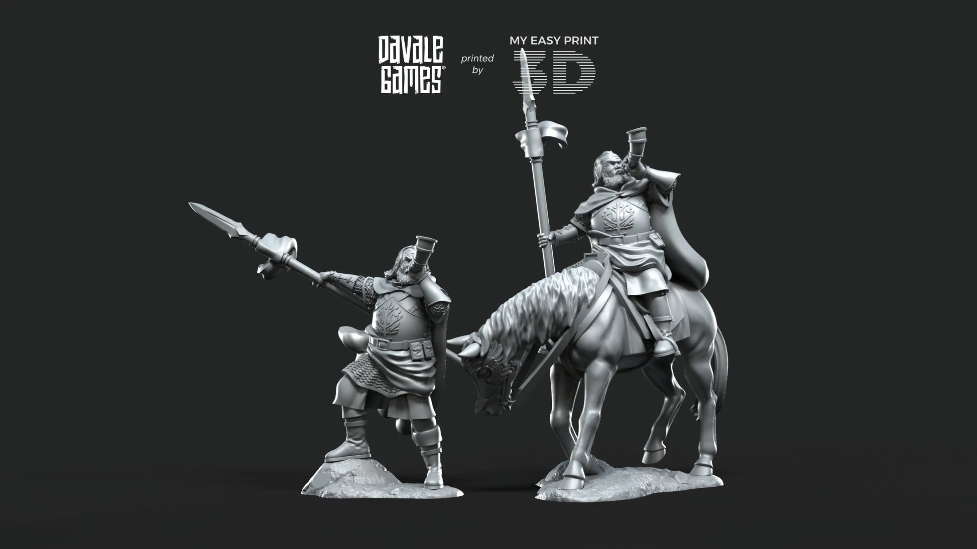 White Swan - Farrel the big - Foot and Mounted - Davale Games - 3D Printed with high quality resin for LOTR/D&D games