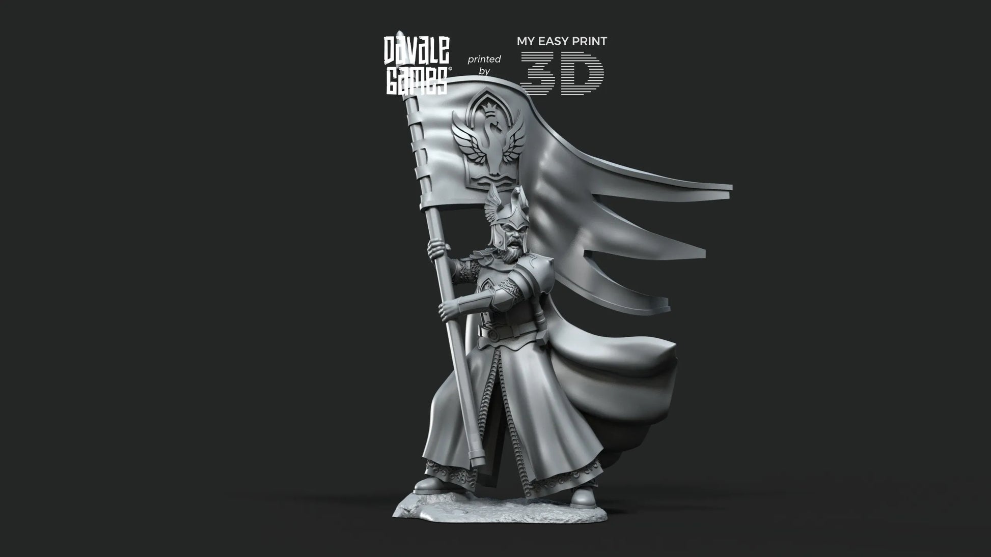 White Swan Banner - Foot and Mounted - Davale Games - 3D Printed with high quality resin for LOTR/D&D games