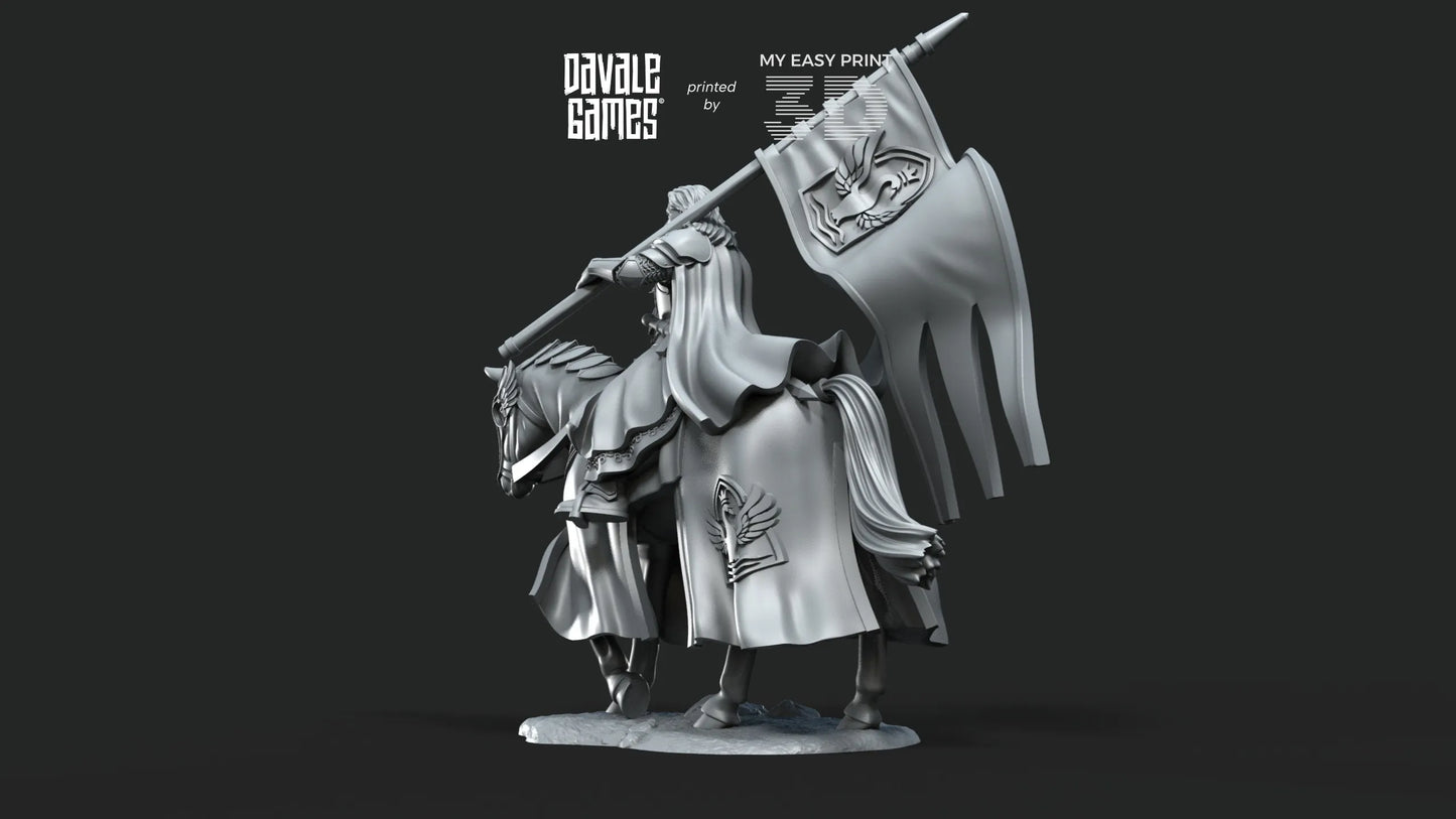 White Swan Banner - Foot and Mounted - Davale Games - 3D Printed with high quality resin for LOTR/D&D games