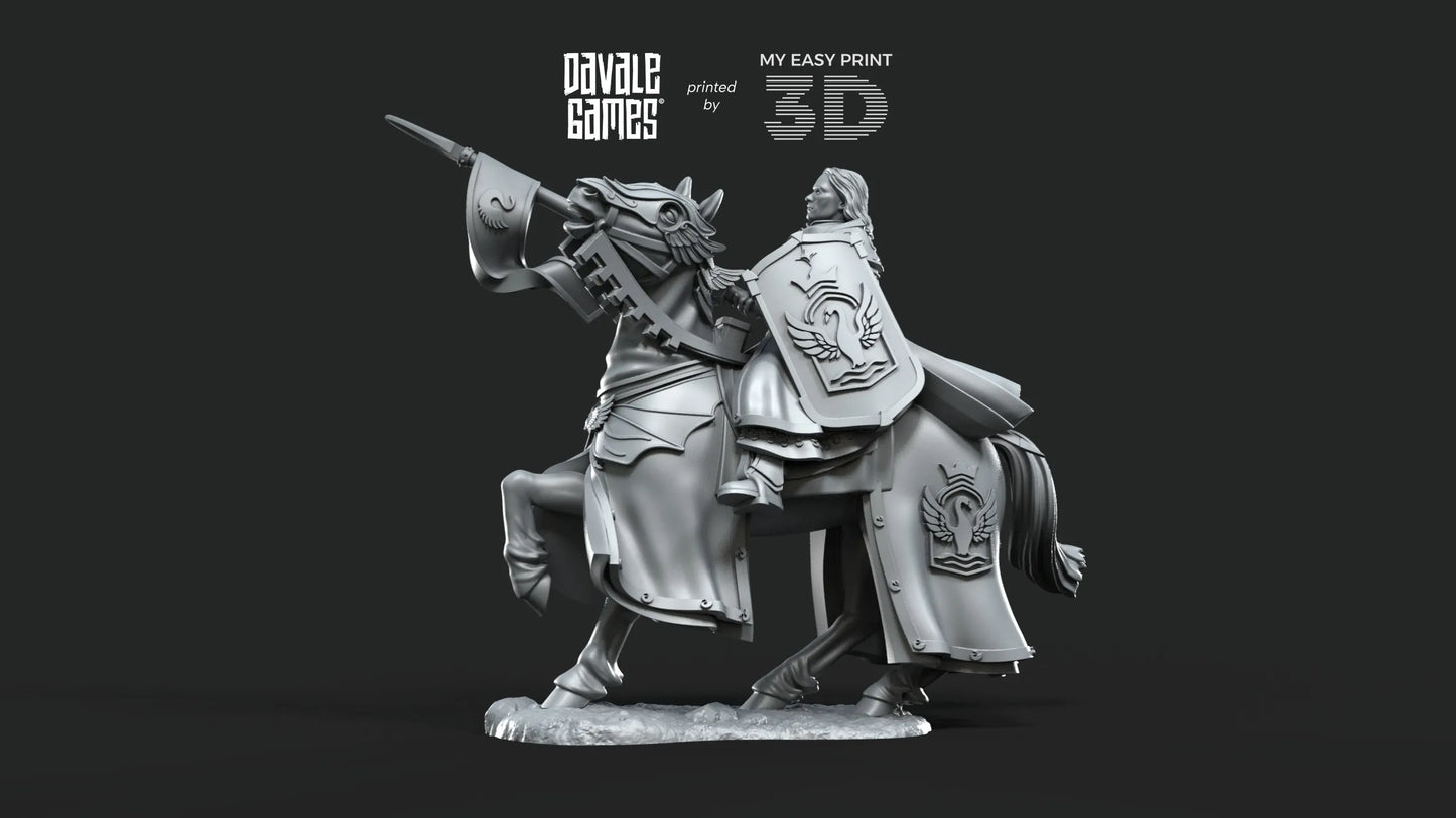 White Swan Amhërel The Prince - Foot and Mounted - Davale Games - 3D Printed with high quality resin for LOTR/D&D games