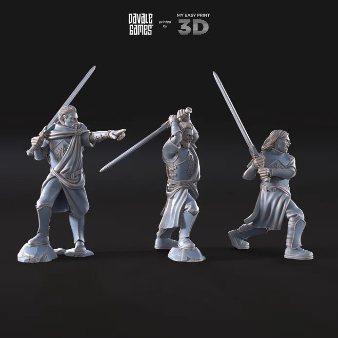 Mountaineers with two-handed swords - White Swan - Davale Games - 3D Printed with high quality resin for LOTR/D&D games