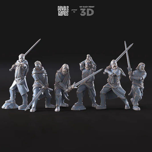 Mountaineers with two-handed swords - White Swan - Davale Games - 3D Printed with high quality resin for LOTR/D&D games