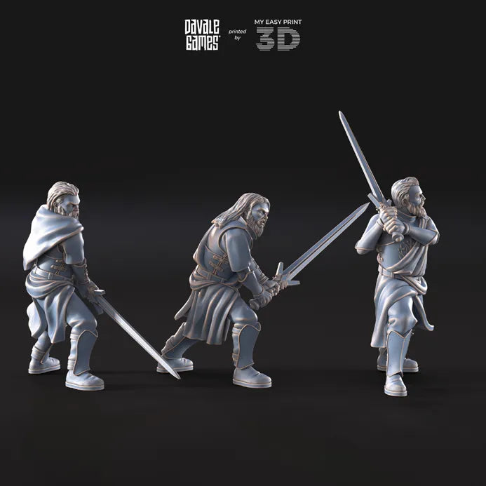 Mountaineers with two-handed swords - White Swan - Davale Games - 3D Printed with high quality resin for LOTR/D&D games