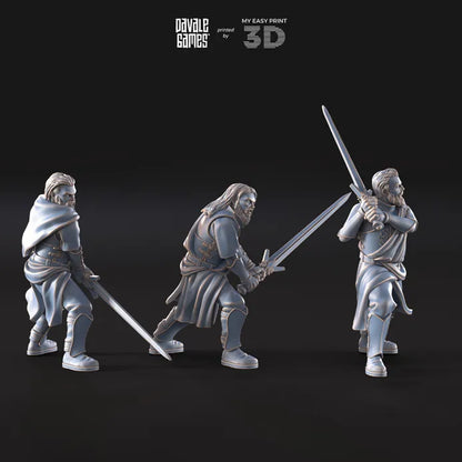 Mountaineers with two-handed swords - White Swan - Davale Games - 3D Printed with high quality resin for LOTR/D&D games