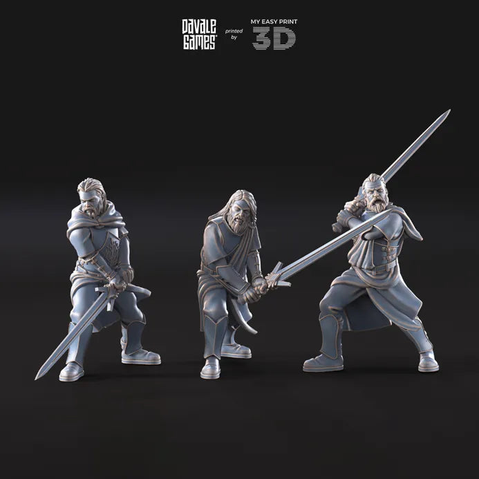 Mountaineers with two-handed swords - White Swan - Davale Games - 3D Printed with high quality resin for LOTR/D&D games