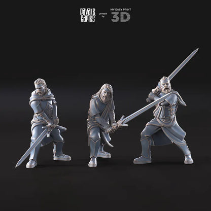 Mountaineers with two-handed swords - White Swan - Davale Games - 3D Printed with high quality resin for LOTR/D&D games