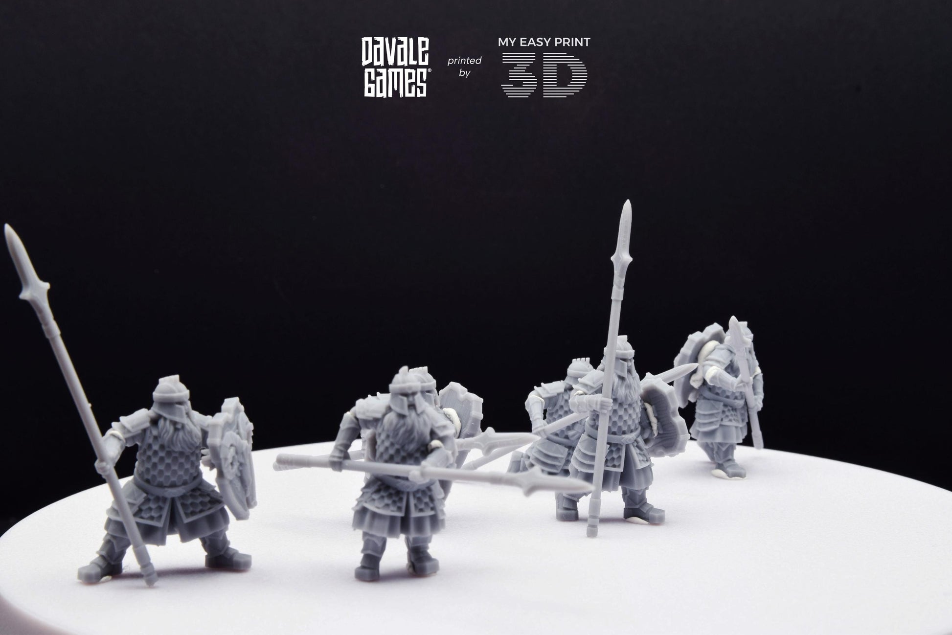 Silver Goat Dwarf Spearman - Davale Games - 3D Printed with high quality resin for LOTR/D&D games