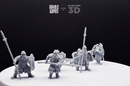 Silver Goat Dwarf Spearman - Davale Games - 3D Printed with high quality resin for LOTR/D&D games