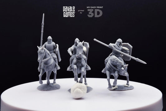 North Warrior Riders with Spear and Shield - Davale Games - 3D Printed with high quality resin for LOTR/D&D games