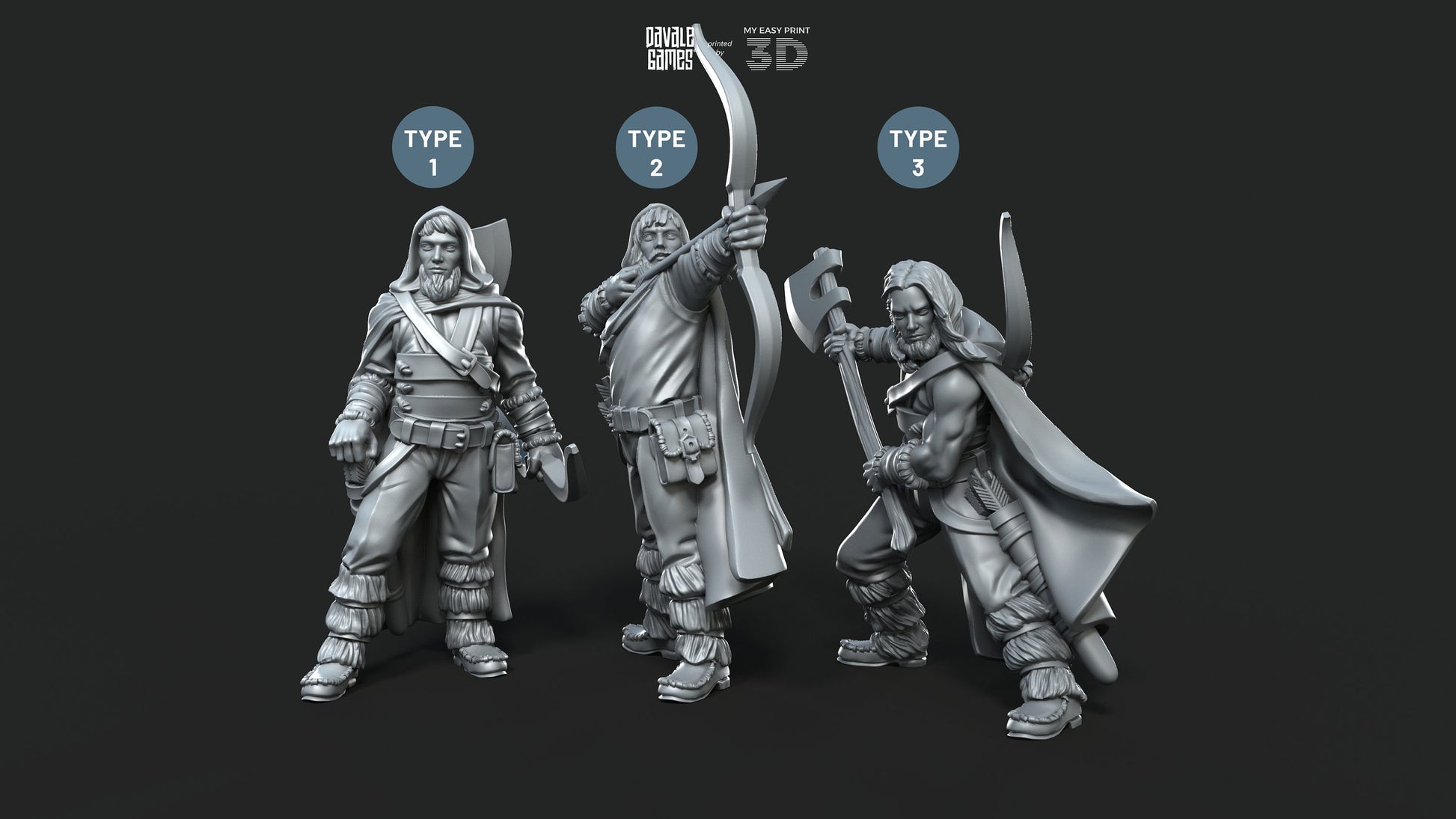 Bearmen on foot - Davale Games - 3D Printed with high quality resin for LOTR/D&D games