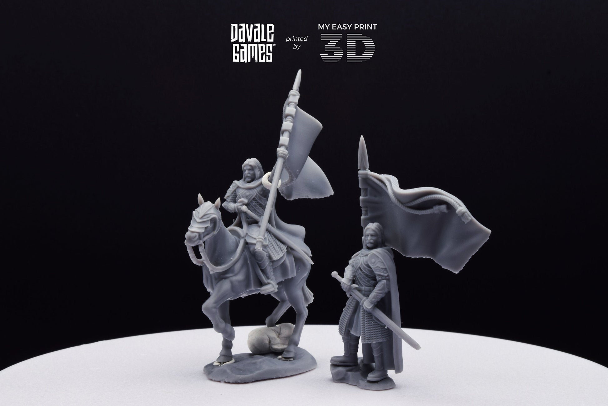 Mudd - West Humans Banner - Foot and Mounted - Davale Games - 3D Printed with high quality resin for LOTR/D&D games