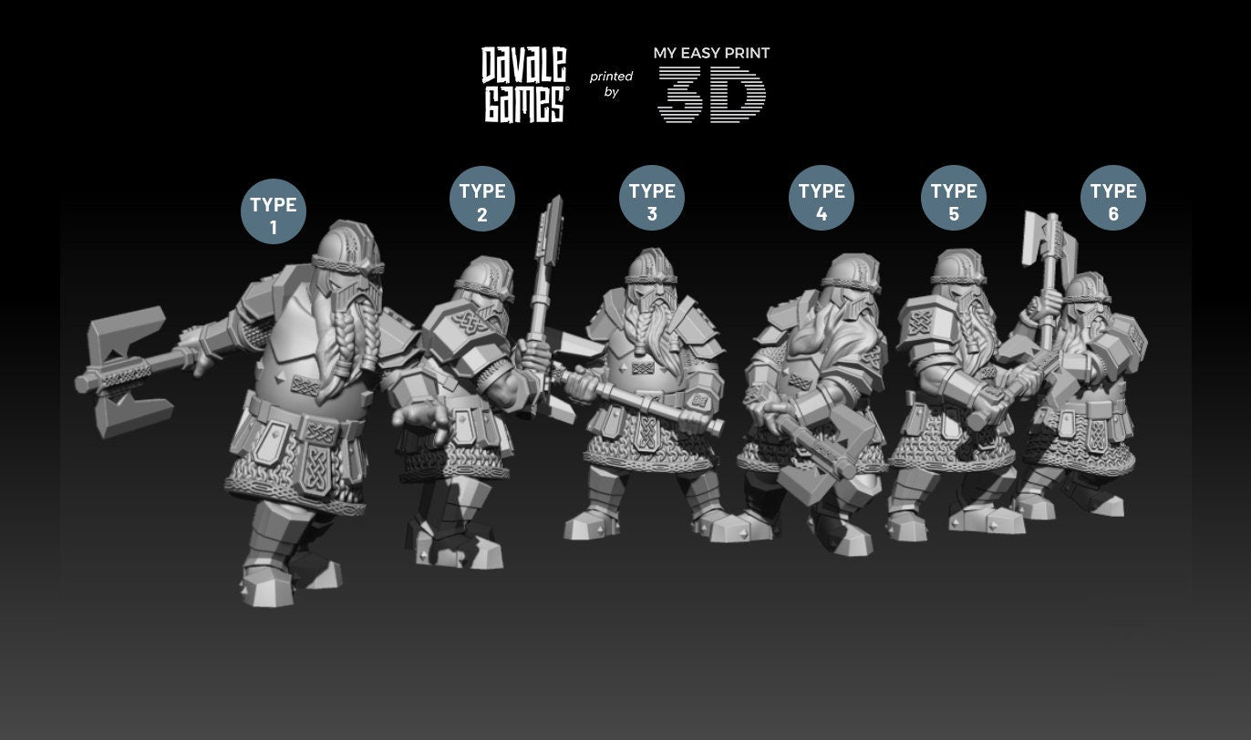 Kalak Guard Dwarf - Davale Games - 3D Printed with high quality resin for LOTR/D&D games