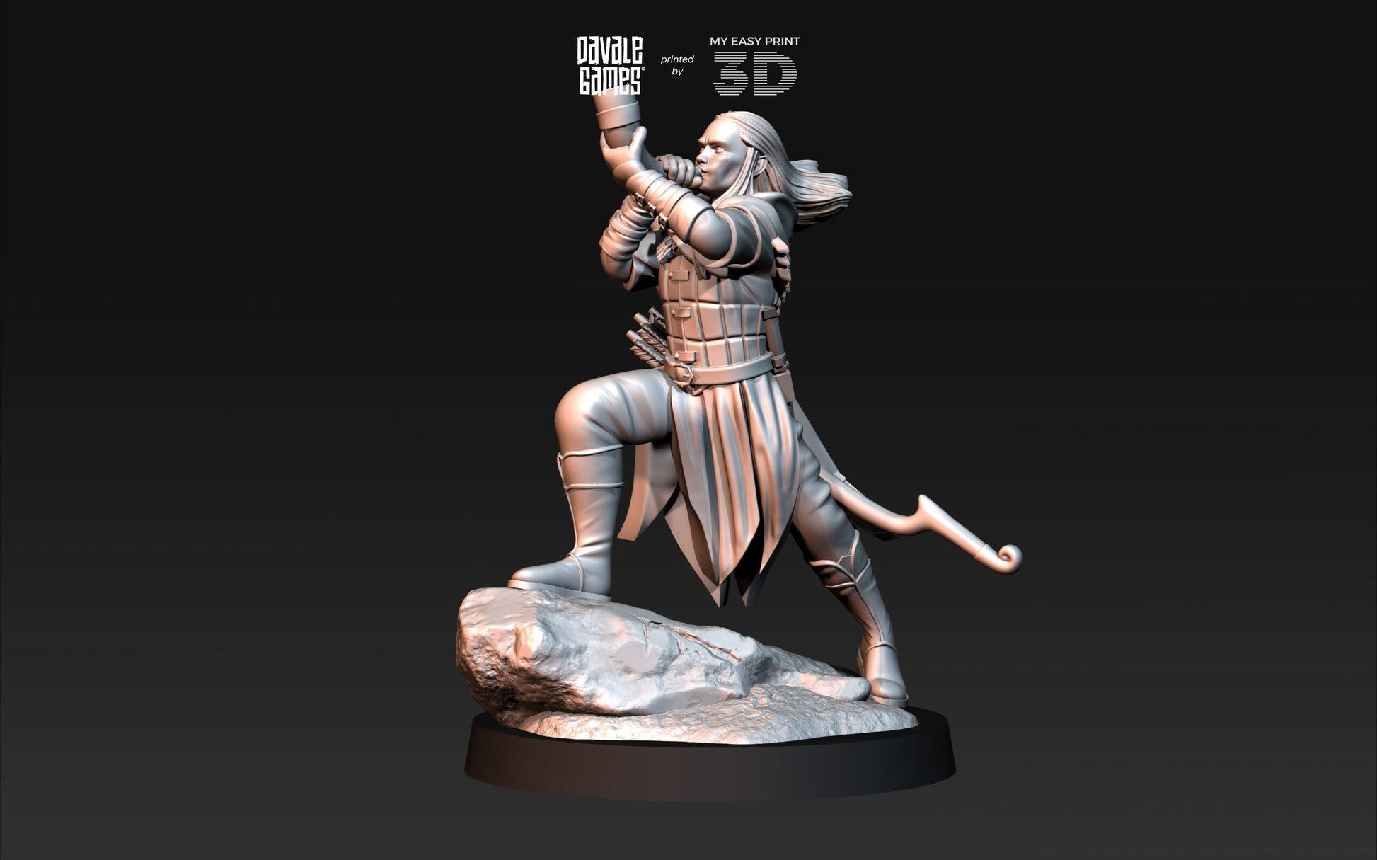 Wood Elf with Horn - Davale Games - 3D Printed with high quality resin for LOTR/D&D games