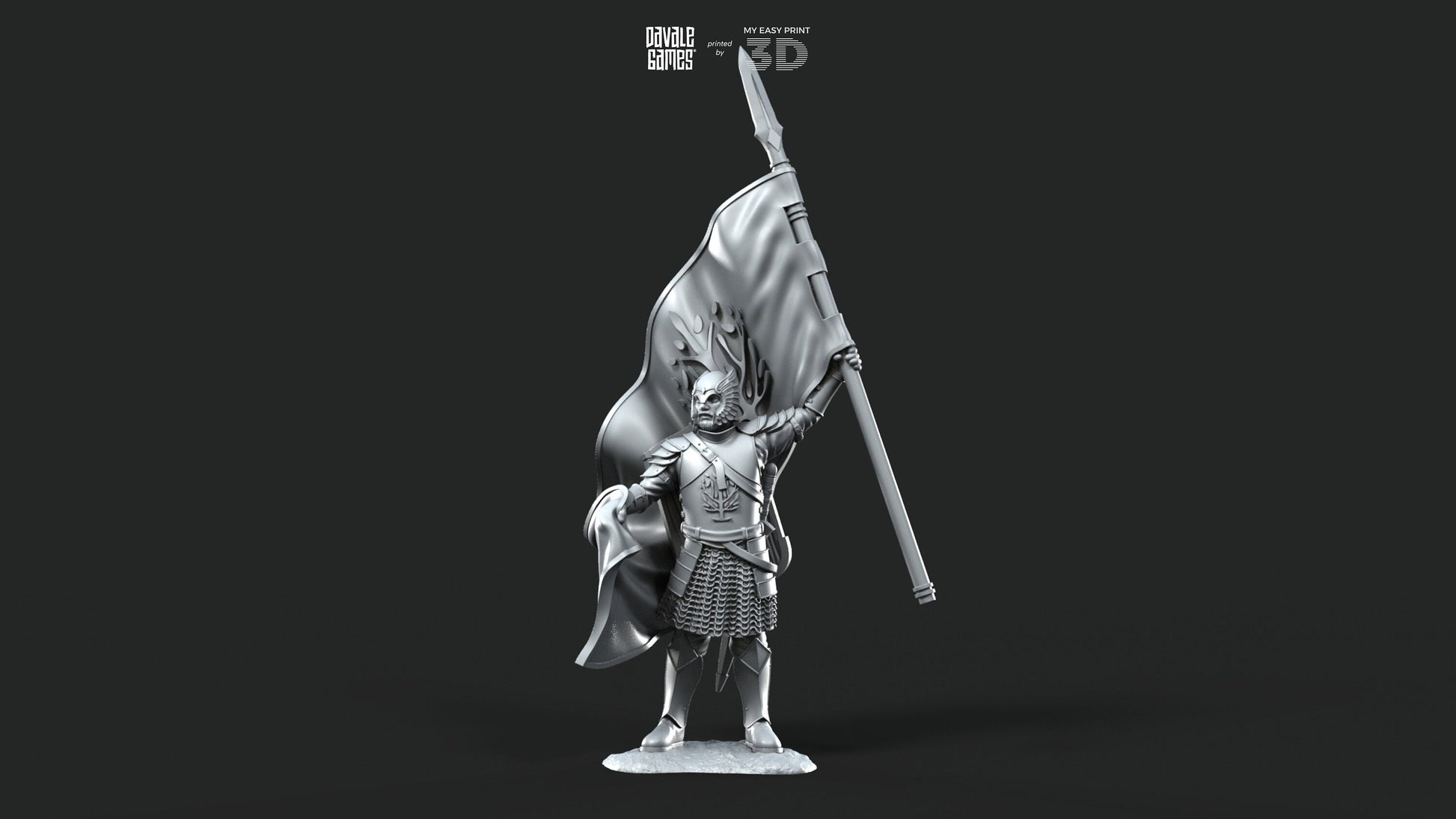 Grey Castle Banner - Davale Games - 3D Printed with high quality resin for LOTR/D&D games