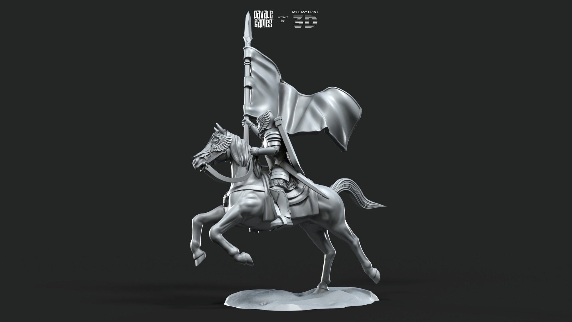 Grey Castle Banner - Mounted - Davale Games - 3D Printed with high quality resin for LOTR/D&D games