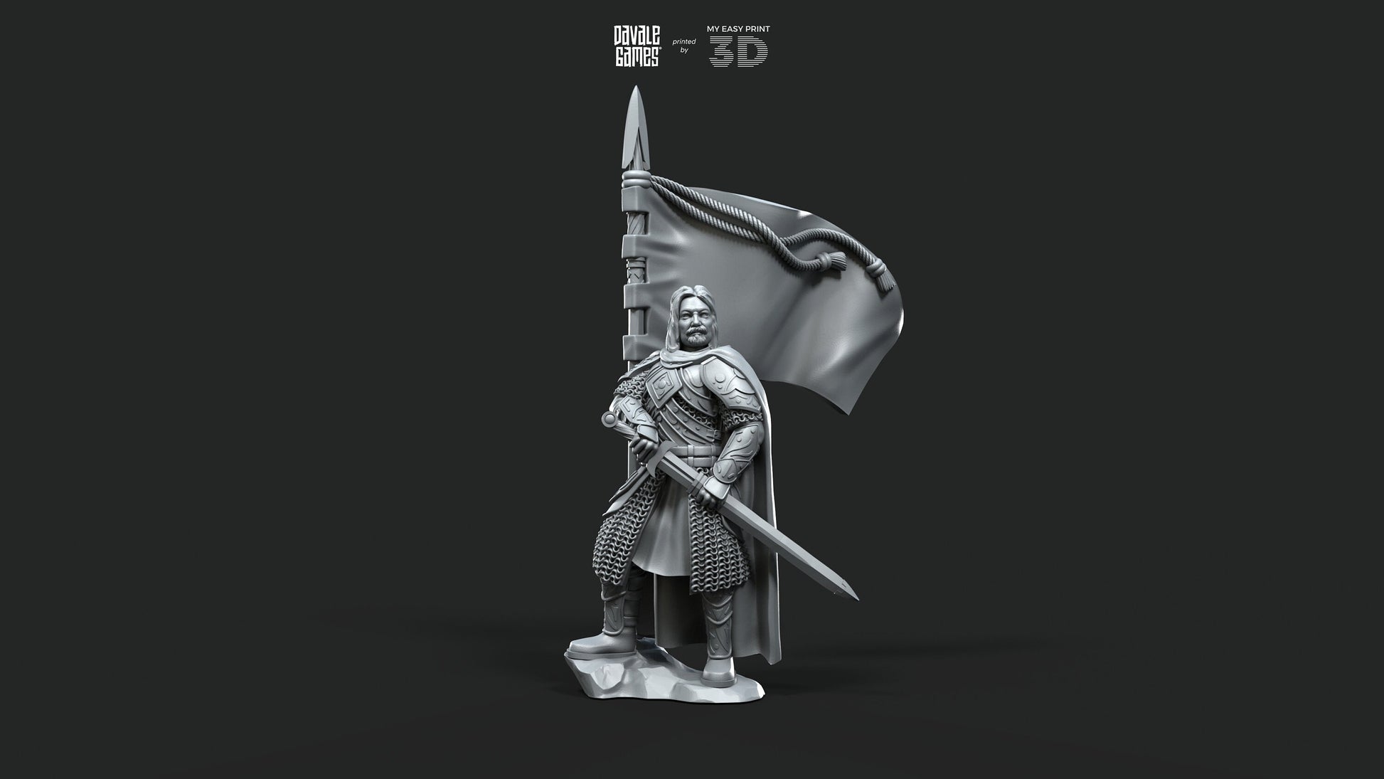Mudd - West Human Banner - Foot and Mounted - Davale Games - 3D Printed with high quality resin for LOTR/D&D games