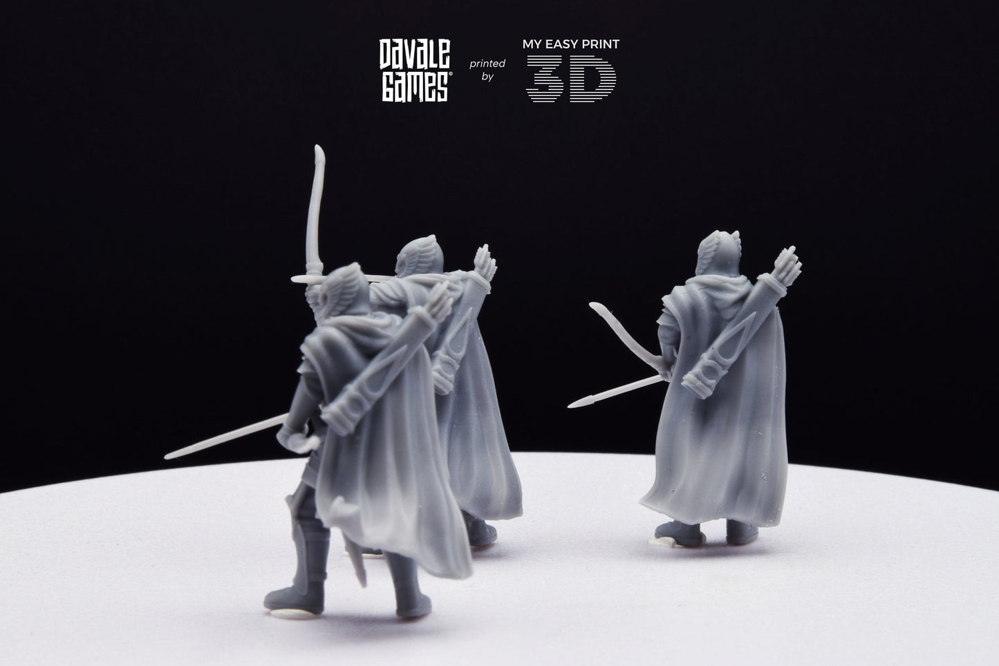 Grey Castle Guard with Long Bows - Davale Games - 3D Printed with high quality resin for LOTR/D&D games