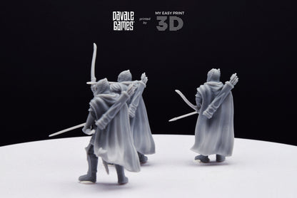 Grey Castle Guard with Long Bows - Davale Games - 3D Printed with high quality resin for LOTR/D&D games
