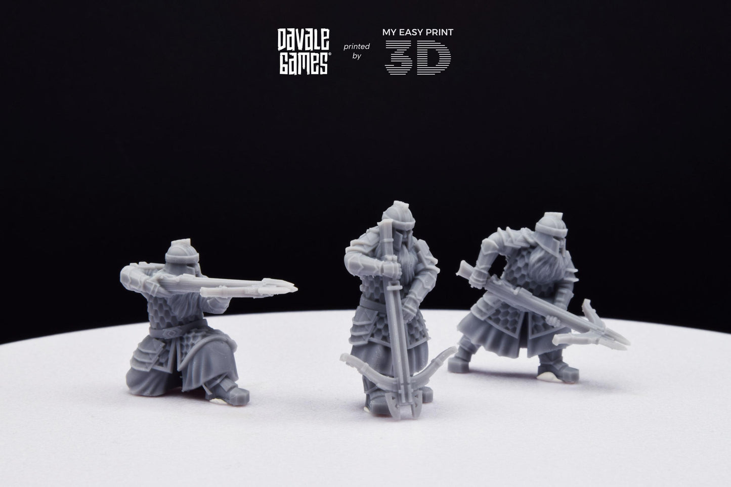 Silver Goat Dwarves with Crossbow - Davale Games - 3D Printed with high quality resin for LOTR/D&D games