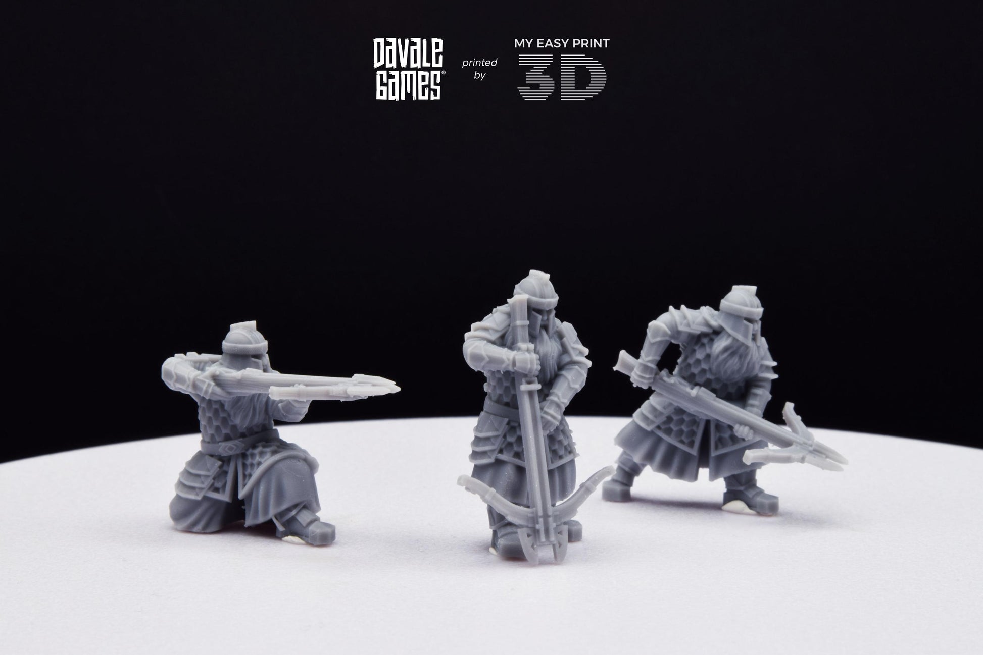 Silver Goat Dwarves with Crossbow - Davale Games - 3D Printed with high quality resin for LOTR/D&D games