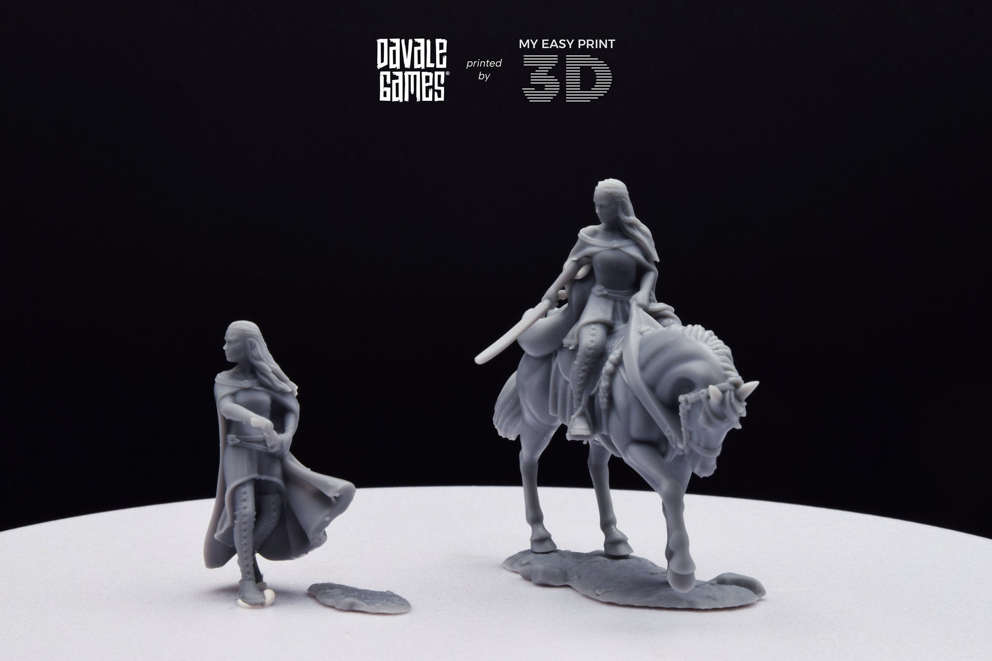 Bloody Elf Maiden - Foot and Mounted - Davale Games - 3D Printed with high quality resin for LOTR/D&D games