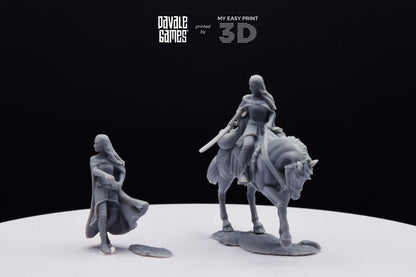 Bloody Elf Maiden - Foot and Mounted - Davale Games - 3D Printed with high quality resin for LOTR/D&D games