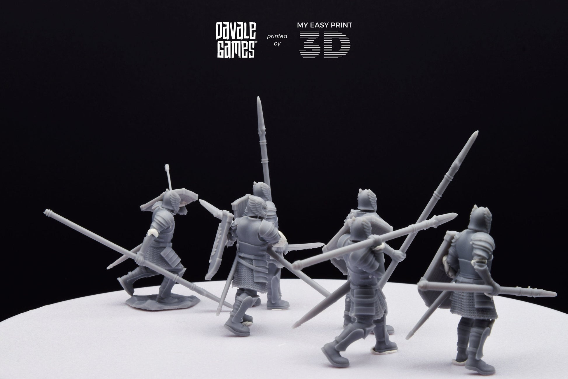 Grey Castle Warriors with Spears - Foot - Davale Games - 3D Printed with high quality resin for LOTR/D&D games