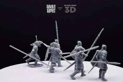 Grey Castle Warriors with Spears - Foot - Davale Games - 3D Printed with high quality resin for LOTR/D&D games