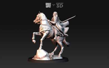 King of the Forest Elves on Horse - Davale Games - 3D Printed with high quality resin for LOTR/D&D games