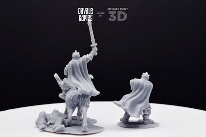 Silver Goat Dwarf Captain - Foot and Mounted - Davale Games - 3D Printed with high quality resin for LOTR/D&D games