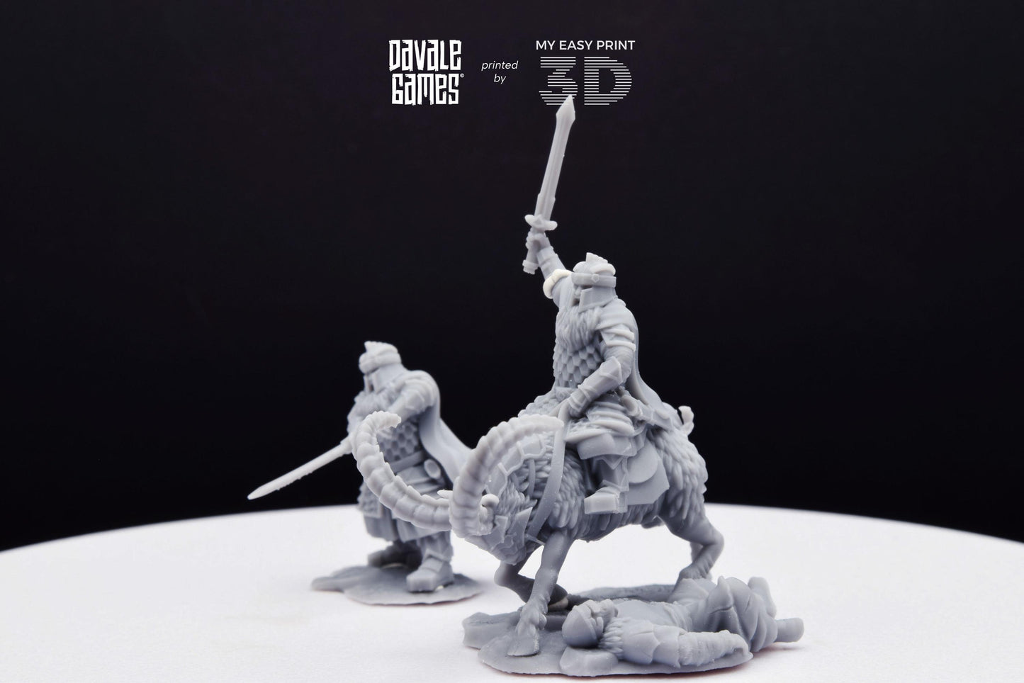 Silver Goat Dwarf Captain - Foot and Mounted - Davale Games - 3D Printed with high quality resin for LOTR/D&D games