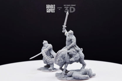 Silver Goat Dwarf Captain - Foot and Mounted - Davale Games - 3D Printed with high quality resin for LOTR/D&D games