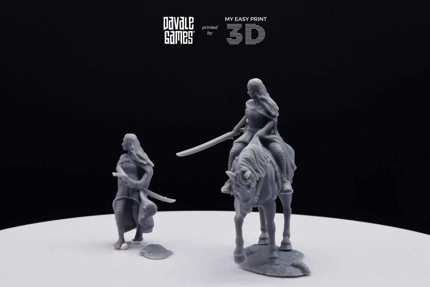 Bloody Elf Maiden - Foot and Mounted - Davale Games - 3D Printed with high quality resin for LOTR/D&D games