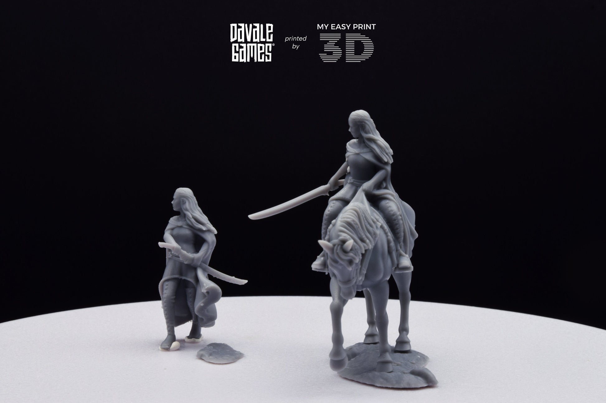 Bloody Elf Maiden - Foot and Mounted - Davale Games - 3D Printed with high quality resin for LOTR/D&D games