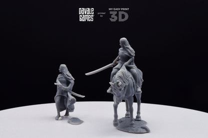 Bloody Elf Maiden - Foot and Mounted - Davale Games - 3D Printed with high quality resin for LOTR/D&D games
