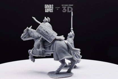 Dragon Army Captain with Sword and Spear - Foot and Mounted - Davale Games - 3D Printed with high quality resin for LOTR/D&D games